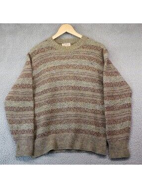 Vtg Alan Paine Shetland Wool England Made Brown Sweater 42